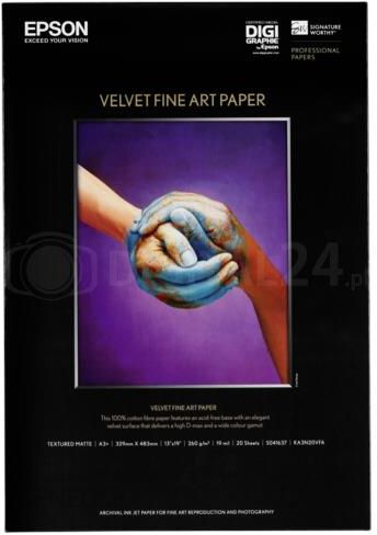 Epson Velvet Fine Art Paper Super A3+ 260g/m2 20 ark C13S041637